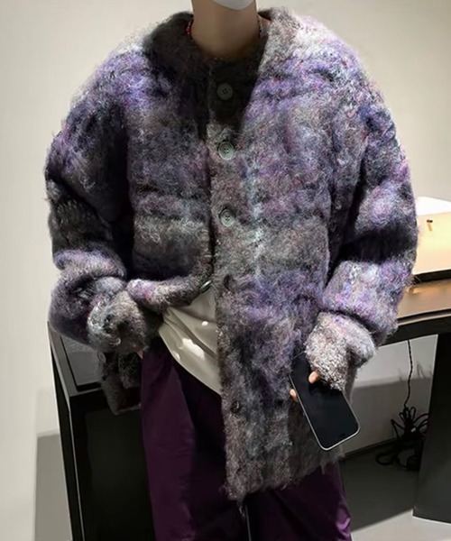 BARELY BLUE(ベアリーブルー)の「【 BARELY BLUE / ベアリーブルー 】 オーバーサイズ チェック ニット カーディガン / UNISEX(ニット/セーター・メンズ・カーキ/グレー・FREE)」の16枚目の写真