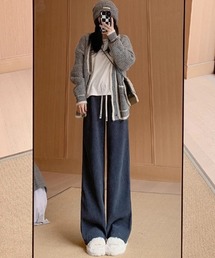 【 B'day / ビーデー 】裏起毛ワイドシルエットあったかパンツ