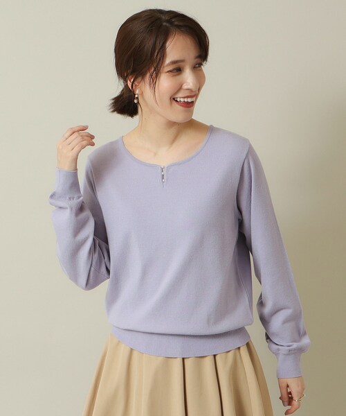 ITS'DEMO（イッツデモ）の「◆【吸湿発熱／薄手／マシンウォッシャブル】ハートネックニット（ニット/セーター・レディース・ブラック/ブルーグリーン/ライトイエロー系/アイボリー/サックスブルー・00）」の3枚目の写真