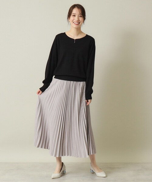 ITS'DEMO（イッツデモ）の「◆【吸湿発熱／薄手／マシンウォッシャブル】ハートネックニット（ニット/セーター・レディース・ブラック/ブルーグリーン/ライトイエロー系/アイボリー/サックスブルー・00）」の15枚目の写真