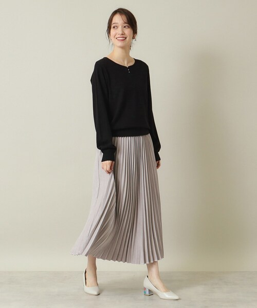 ITS'DEMO（イッツデモ）の「◆【吸湿発熱／薄手／マシンウォッシャブル】ハートネックニット（ニット/セーター・レディース・ブラック/ブルーグリーン/ライトイエロー系/アイボリー/サックスブルー・00）」の16枚目の写真