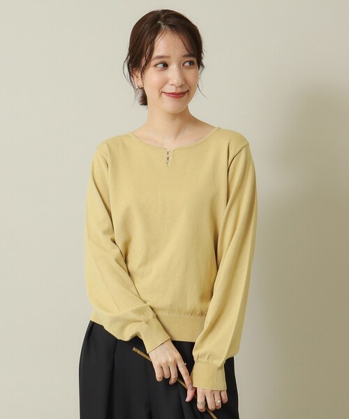 ITS'DEMO（イッツデモ）の「◆【吸湿発熱／薄手／マシンウォッシャブル】ハートネックニット（ニット/セーター・レディース・ブラック/ブルーグリーン/ライトイエロー系/アイボリー/サックスブルー・00）」の18枚目の写真