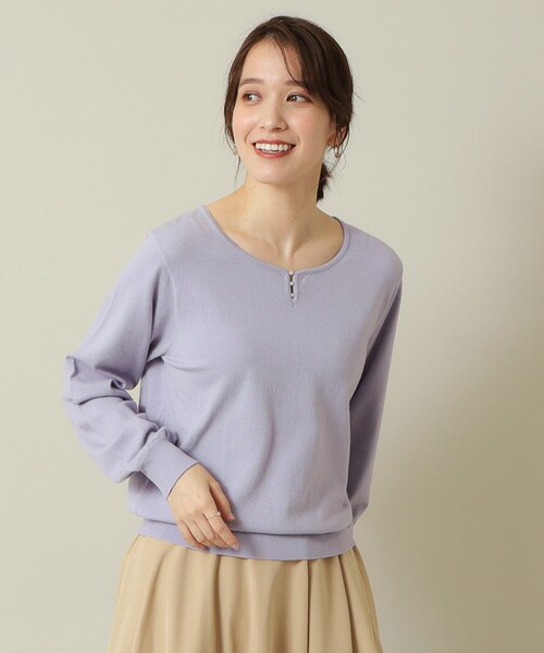 ITS'DEMO（イッツデモ）の「◆【吸湿発熱／薄手／マシンウォッシャブル】ハートネックニット（ニット/セーター・レディース・ブラック/ブルーグリーン/ライトイエロー系/アイボリー/サックスブルー・00）」の22枚目の写真