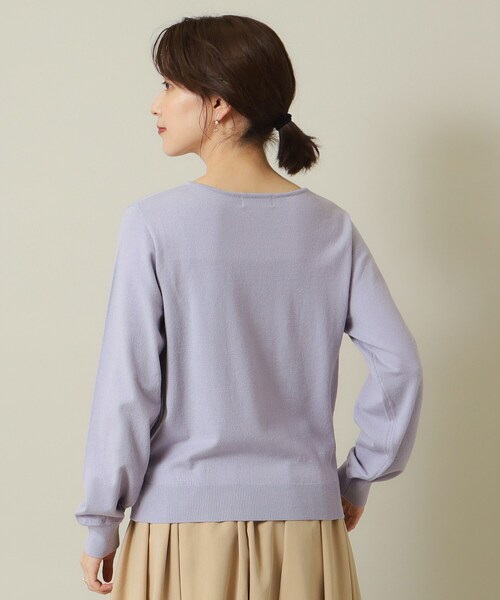 ITS'DEMO（イッツデモ）の「◆【吸湿発熱／薄手／マシンウォッシャブル】ハートネックニット（ニット/セーター・レディース・ブラック/ブルーグリーン/ライトイエロー系/アイボリー/サックスブルー・00）」の7枚目の写真