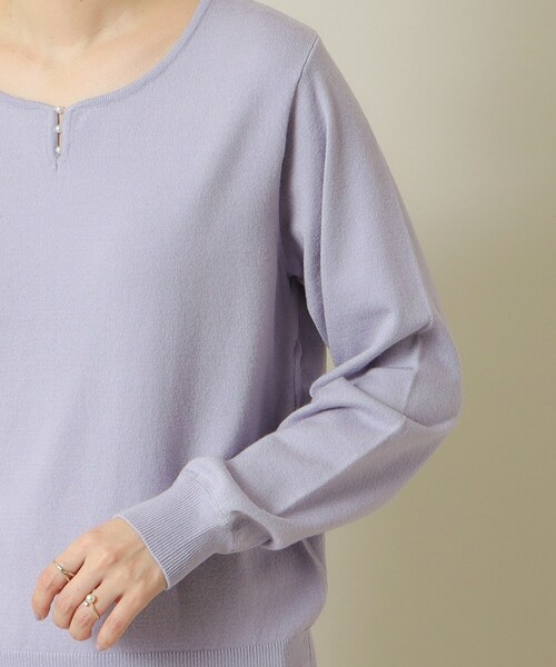 ITS'DEMO（イッツデモ）の「◆【吸湿発熱／薄手／マシンウォッシャブル】ハートネックニット（ニット/セーター・レディース・ブラック/ブルーグリーン/ライトイエロー系/アイボリー/サックスブルー・00）」の9枚目の写真