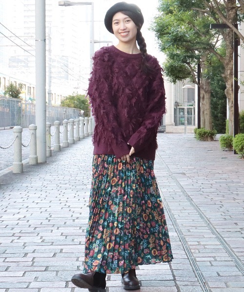 チチカカ(チチカカ)の「モシャモシャニットプルオーバー(ニット/セーター・レディース・ボルドー/ライトグレー/ブラック・FREE)」の6枚目の写真