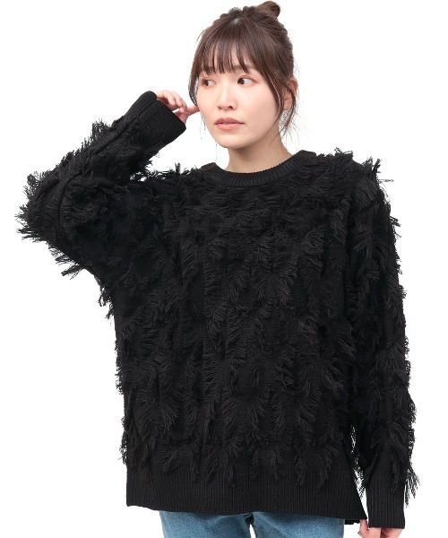 チチカカ(チチカカ)の「モシャモシャニットプルオーバー(ニット/セーター・レディース・ボルドー/ライトグレー/ブラック・FREE)」の7枚目の写真