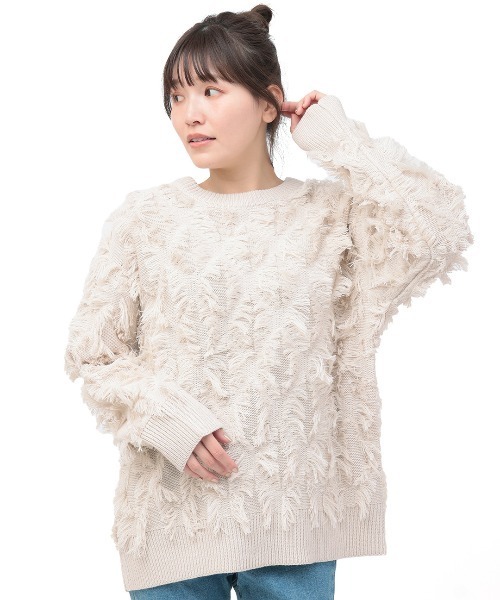 チチカカ(チチカカ)の「モシャモシャニットプルオーバー(ニット/セーター・レディース・ボルドー/ライトグレー/ブラック・FREE)」の8枚目の写真