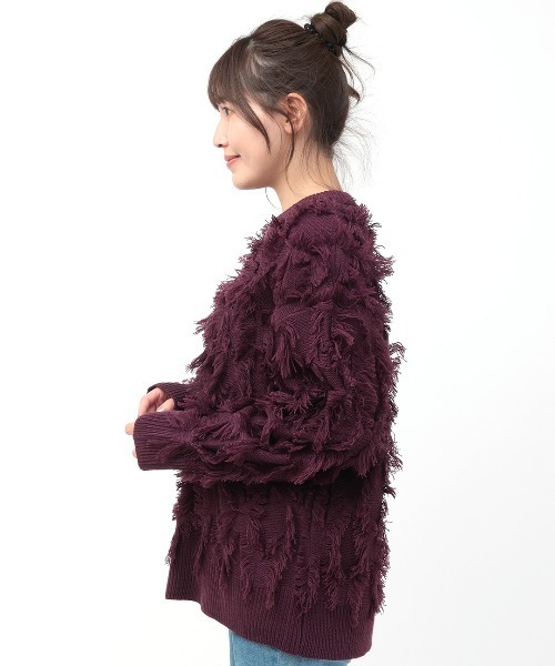 チチカカ(チチカカ)の「モシャモシャニットプルオーバー(ニット/セーター・レディース・ボルドー/ライトグレー/ブラック・FREE)」の10枚目の写真