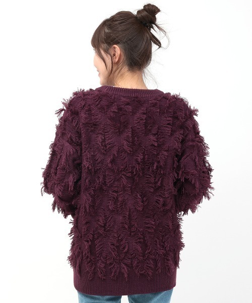 チチカカ(チチカカ)の「モシャモシャニットプルオーバー(ニット/セーター・レディース・ボルドー/ライトグレー/ブラック・FREE)」の11枚目の写真