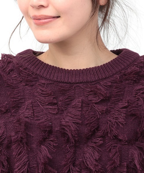 チチカカ(チチカカ)の「モシャモシャニットプルオーバー(ニット/セーター・レディース・ボルドー/ライトグレー/ブラック・FREE)」の12枚目の写真