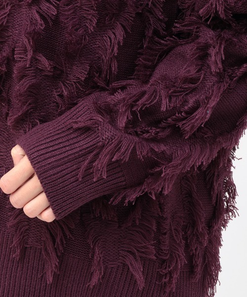 チチカカ(チチカカ)の「モシャモシャニットプルオーバー(ニット/セーター・レディース・ボルドー/ライトグレー/ブラック・FREE)」の13枚目の写真