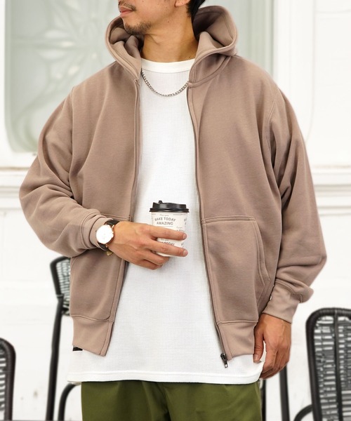 Burner（バーナー）の「【GROOVY STORE】ZIPパーカー 裏起毛（パーカー・メンズ・モカ/スミクロ/ブラック/ネイビー/ホワイト×グレー/杢グレー・LL/M/L）」の6枚目の写真