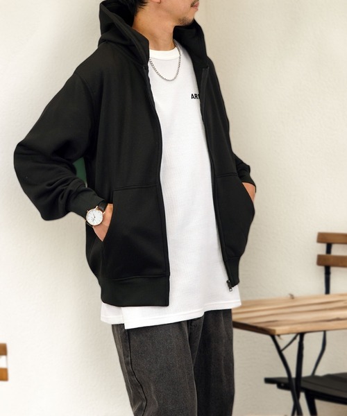 Burner（バーナー）の「【GROOVY STORE】ZIPパーカー 裏起毛（パーカー・メンズ・モカ/スミクロ/ブラック/ネイビー/ホワイト×グレー/杢グレー・LL/M/L）」の17枚目の写真