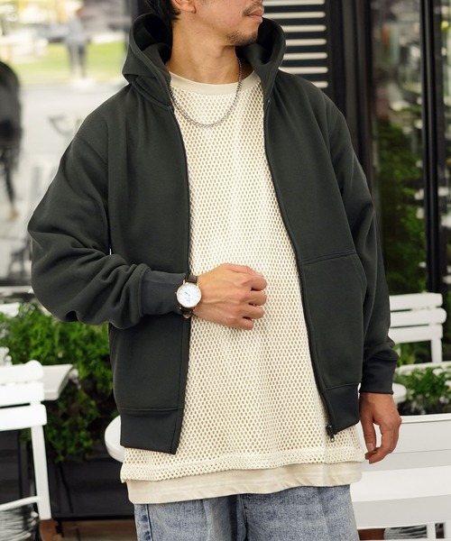 Burner（バーナー）の「【GROOVY STORE】ZIPパーカー 裏起毛（パーカー・メンズ・モカ/スミクロ/ブラック/ネイビー/ホワイト×グレー/杢グレー・LL/M/L）」の22枚目の写真