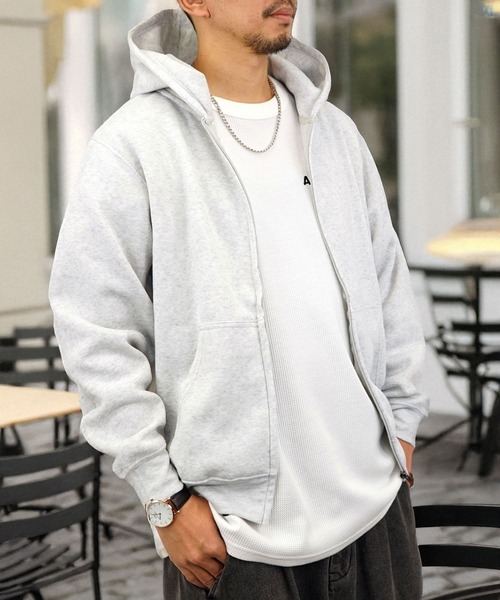 Burner（バーナー）の「【GROOVY STORE】ZIPパーカー 裏起毛（パーカー・メンズ・モカ/スミクロ/ブラック/ネイビー/ホワイト×グレー/杢グレー・LL/M/L）」の8枚目の写真