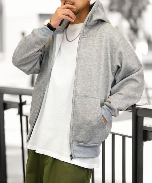 Burner（バーナー）の「【GROOVY STORE】ZIPパーカー 裏起毛（パーカー・メンズ・モカ/スミクロ/ブラック/ネイビー/ホワイト×グレー/杢グレー・LL/M/L）」の10枚目の写真