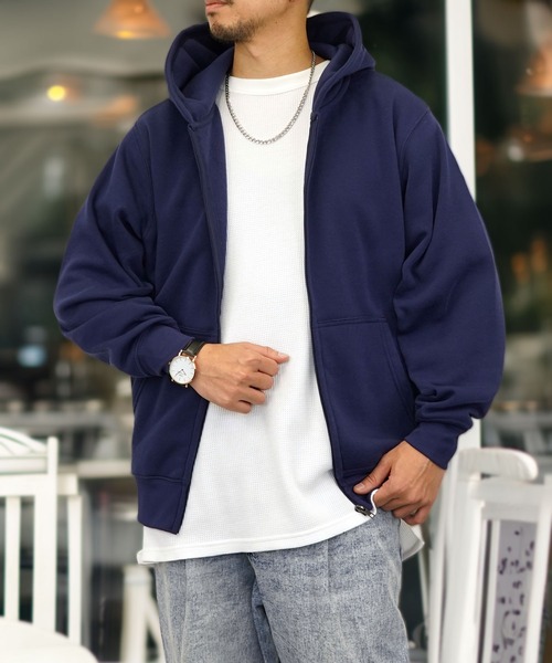 Burner（バーナー）の「【GROOVY STORE】ZIPパーカー 裏起毛（パーカー・メンズ・モカ/スミクロ/ブラック/ネイビー/ホワイト×グレー/杢グレー・LL/M/L）」の13枚目の写真