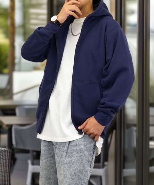 Burner（バーナー）の「【GROOVY STORE】ZIPパーカー 裏起毛（パーカー・メンズ・モカ/スミクロ/ブラック/ネイビー/ホワイト×グレー/杢グレー・LL/M/L）」の14枚目の写真