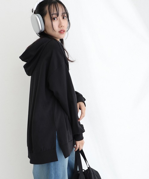 ElegChic(エレグシック)の「ミニ裏毛 スリット パーカースウェット(Tシャツ/カットソー・レディース・ライトカーキ/杢グレー/ブラック・M/XL/4L)」の7枚目の写真