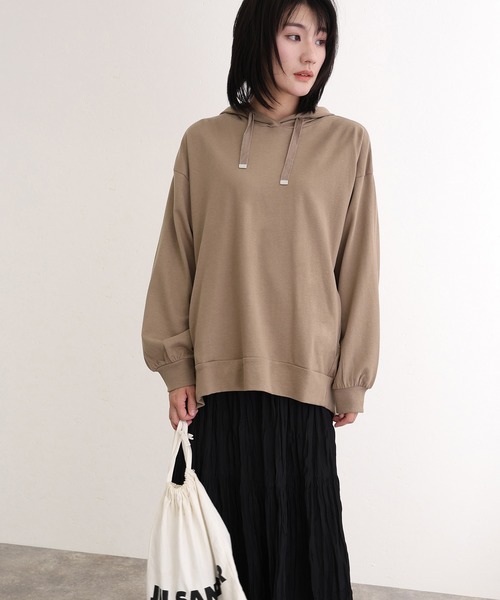 ElegChic(エレグシック)の「ミニ裏毛 スリット パーカースウェット(Tシャツ/カットソー・レディース・ライトカーキ/杢グレー/ブラック・M/XL/4L)」の8枚目の写真