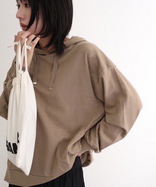 ElegChic(エレグシック)の「ミニ裏毛 スリット パーカースウェット(Tシャツ/カットソー・レディース・ライトカーキ/杢グレー/ブラック・M/XL/4L)」の9枚目の写真