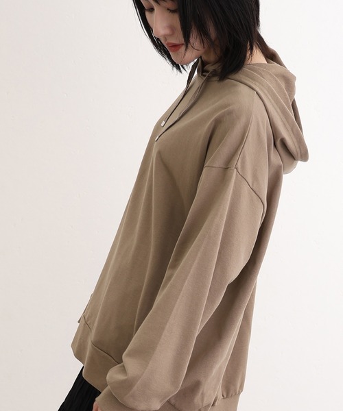 ElegChic(エレグシック)の「ミニ裏毛 スリット パーカースウェット(Tシャツ/カットソー・レディース・ライトカーキ/杢グレー/ブラック・M/XL/4L)」の10枚目の写真