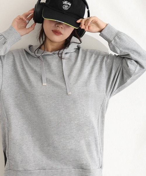 ElegChic(エレグシック)の「ミニ裏毛 スリット パーカースウェット(Tシャツ/カットソー・レディース・ライトカーキ/杢グレー/ブラック・M/XL/4L)」の15枚目の写真