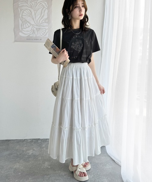 classicalelf(クラシカルエルフ)の「トレンドのディテールが魅力。シルケットフラワーカーブロゴリンガー半袖Tシャツ(Tシャツ/カットソー・レディース・ホワイト×ブラウン/ホワイト×ブルー/ホワイト×ブラック/ブラック×グレー/グリーン系その他/ピンク・LARGE/MEDIUM/SMALL/X-LARGE)」の17枚目の写真