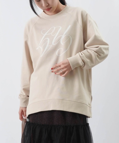 【セール】LC/LLL フロッキープリント裏毛ラグランプルオーバー（Tシャツ/カットソー）｜LUCA/LADY LUCK LUCA（ルカ/レディラックルカ）
