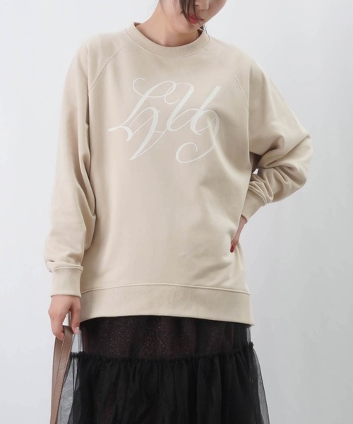 【セール】LC/LLL フロッキープリント裏毛ラグランプルオーバー（Tシャツ/カットソー）｜LUCA/LADY LUCK LUCA（ルカ/レディラックルカ）