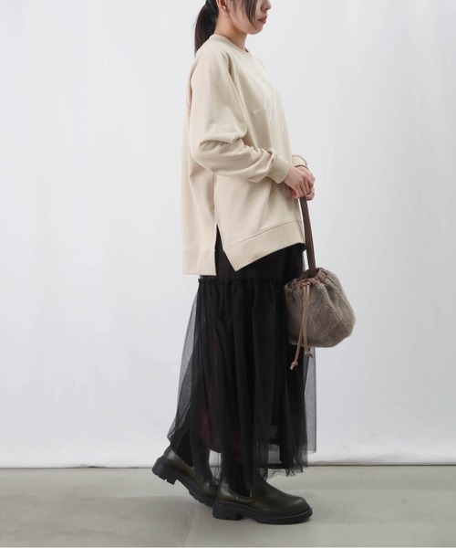 【セール】LC/LLL フロッキープリント裏毛ラグランプルオーバー（Tシャツ/カットソー）｜LUCA/LADY LUCK LUCA（ルカ/レディラックルカ）