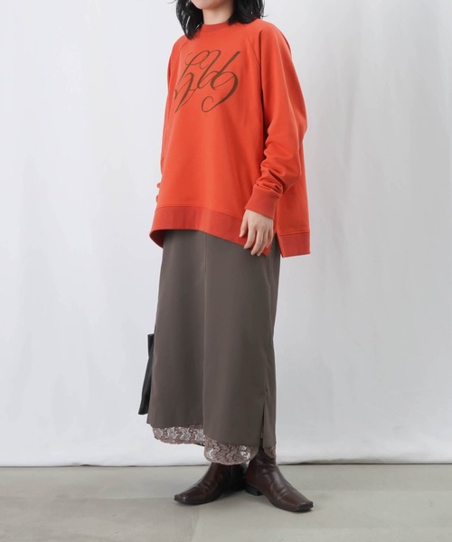 【セール】LC/LLL フロッキープリント裏毛ラグランプルオーバー（Tシャツ/カットソー）｜LUCA/LADY LUCK LUCA（ルカ/レディラックルカ）