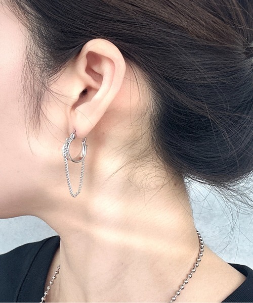 Burner(バーナー)の「【OKUOKU 0909】 フープ チェーン デザイン ピアス 両耳用 oku-pierce-727905749067-7 Nn【RBTS】(ピアス(両耳用)・レディース・シルバー・FREE)」の1枚目の写真