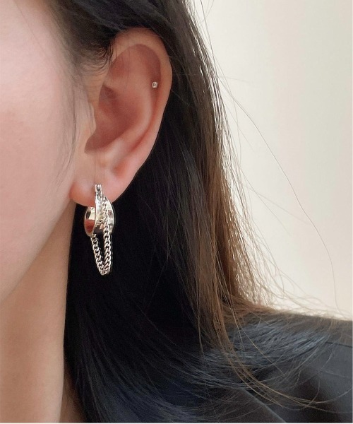 Burner(バーナー)の「【OKUOKU 0909】 フープ チェーン デザイン ピアス 両耳用 oku-pierce-727905749067-7 Nn【RBTS】(ピアス(両耳用)・レディース・シルバー・FREE)」の3枚目の写真