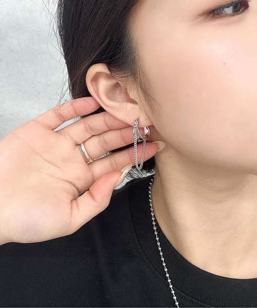 Burner(バーナー)の「【OKUOKU 0909】 フープ チェーン デザイン ピアス 両耳用 oku-pierce-727905749067-7 Nn【RBTS】(ピアス(両耳用)・レディース・シルバー・FREE)」の8枚目の写真