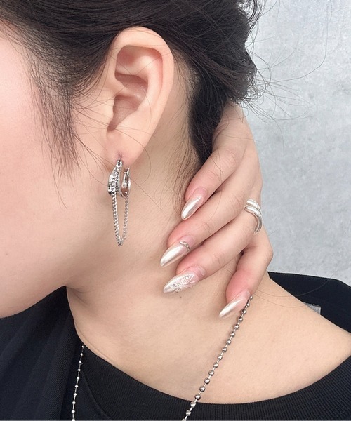 Burner(バーナー)の「【OKUOKU 0909】 フープ チェーン デザイン ピアス 両耳用 oku-pierce-727905749067-7 Nn【RBTS】(ピアス(両耳用)・レディース・シルバー・FREE)」の9枚目の写真