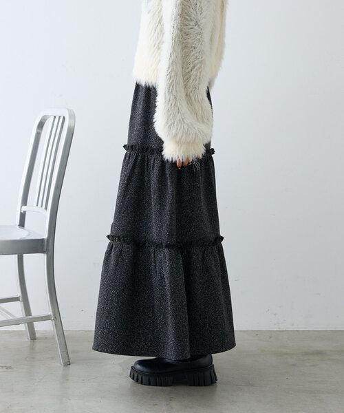 【セール】【ラメ生地】フリルティアードスカート（スカート）｜w closet（ダブルクローゼット）