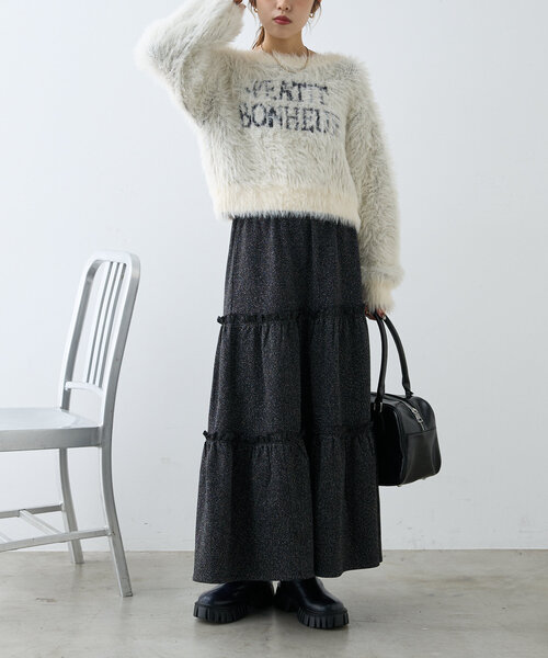 【セール】【ラメ生地】フリルティアードスカート（スカート）｜w closet（ダブルクローゼット）