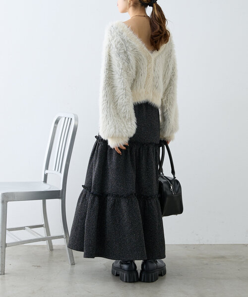 【セール】【ラメ生地】フリルティアードスカート（スカート）｜w closet（ダブルクローゼット）