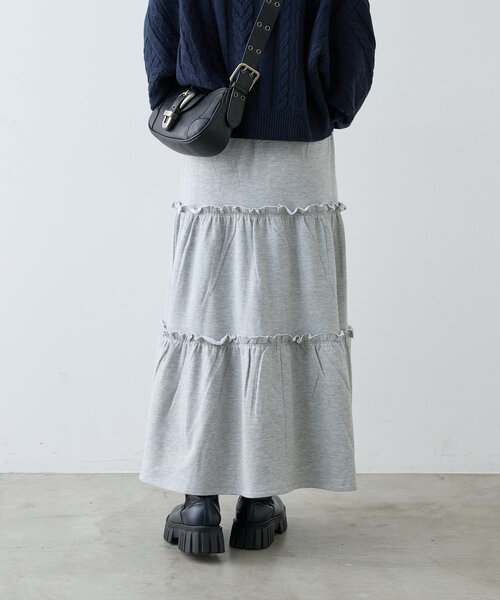 【セール】【ラメ生地】フリルティアードスカート（スカート）｜w closet（ダブルクローゼット）
