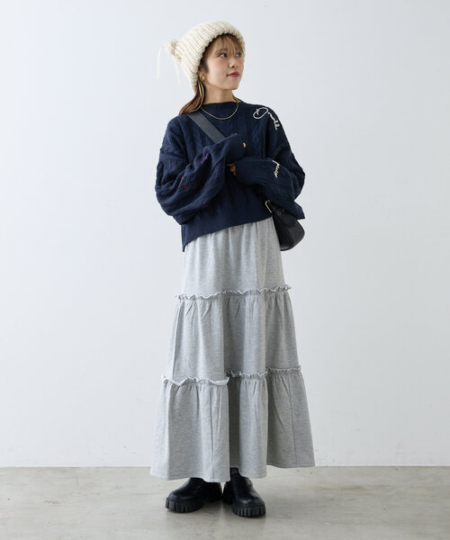 【セール】【ラメ生地】フリルティアードスカート（スカート）｜w closet（ダブルクローゼット）