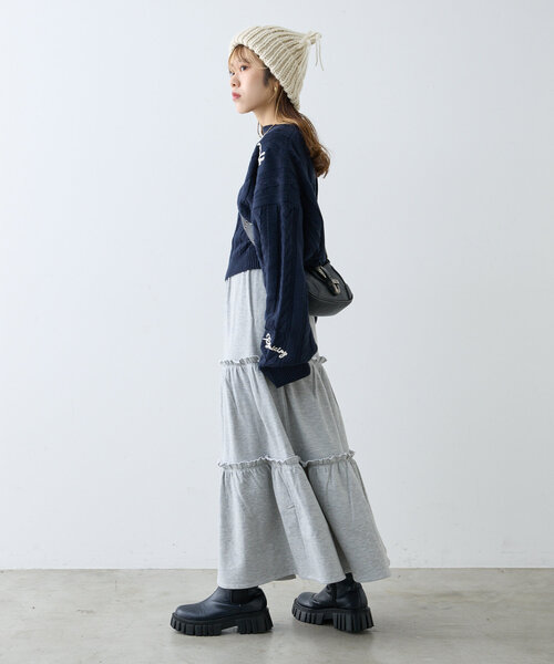 【セール】【ラメ生地】フリルティアードスカート（スカート）｜w closet（ダブルクローゼット）