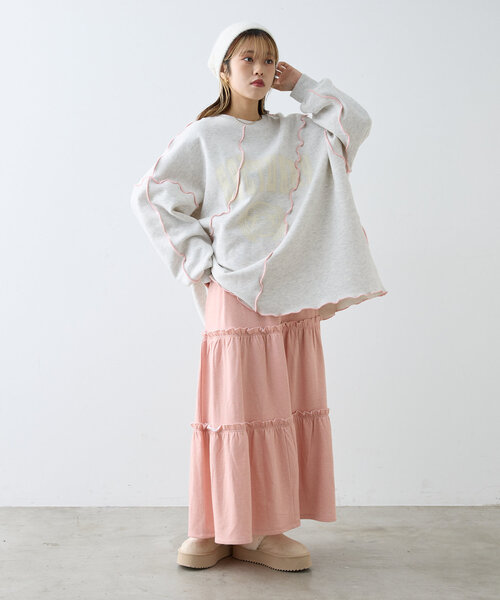 【セール】【ラメ生地】フリルティアードスカート（スカート）｜w closet（ダブルクローゼット）