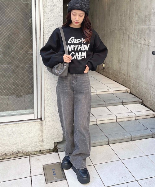 INGNI(イング)の「ショート丈グラフィックロゴニット(ニット/セーター・レディース・ブラック×ホワイト/ホワイト×ブラック/ブルー系2/グレー系その他3/ワイン系2・M)」の17枚目の写真