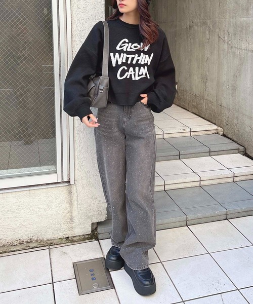 INGNI(イング)の「ショート丈グラフィックロゴニット(ニット/セーター・レディース・ブラック×ホワイト/ホワイト×ブラック/ブルー系2/グレー系その他3/ワイン系2・M)」の18枚目の写真