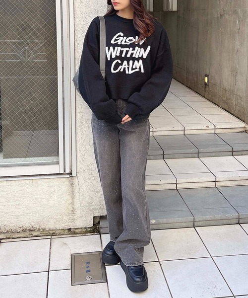 INGNI(イング)の「ショート丈グラフィックロゴニット(ニット/セーター・レディース・ブラック×ホワイト/ホワイト×ブラック/ブルー系2/グレー系その他3/ワイン系2・M)」の19枚目の写真