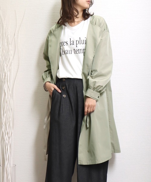 libelle more(リベル モア)の「E/ツイル ウエストドロストギャザーロングコート(その他アウター・レディース・ライトカーキ/ネイビー/モカ/グレイッシュベージュ/ブラック・L/M)」の4枚目の写真