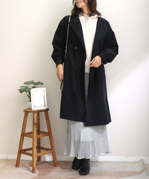 libelle more(リベル モア)の「E/ツイル ウエストドロストギャザーロングコート(その他アウター・レディース・ライトカーキ/ネイビー/モカ/グレイッシュベージュ/ブラック・L/M)」の6枚目の写真