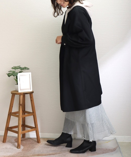 libelle more(リベル モア)の「E/ツイル ウエストドロストギャザーロングコート(その他アウター・レディース・ライトカーキ/ネイビー/モカ/グレイッシュベージュ/ブラック・L/M)」の7枚目の写真